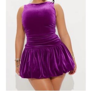 Purple Velvet Sleeveless Dress